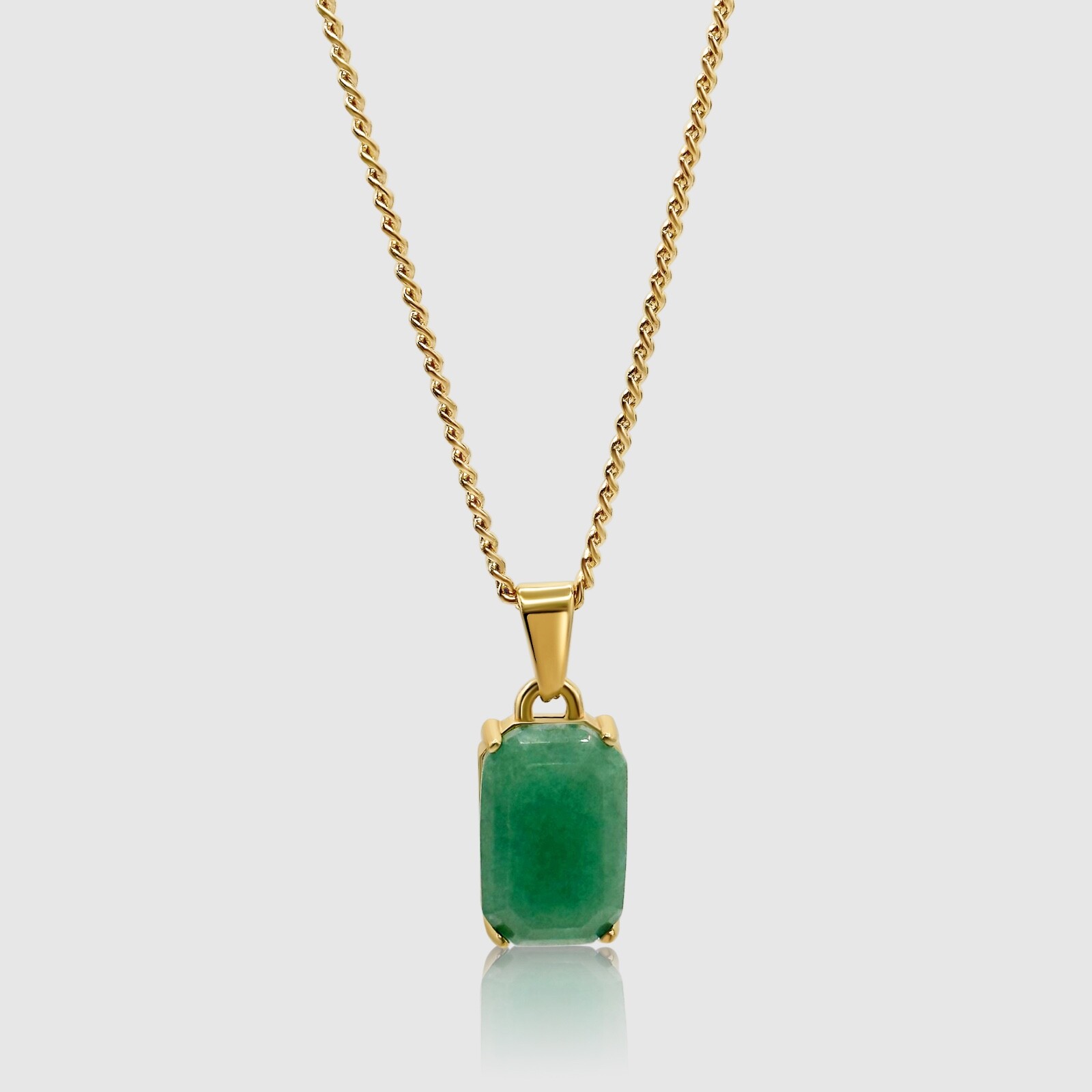 18K Gold Jade Stone Healing Crystal Pendant/Necklace Chain Gemstone Amulet 20”
