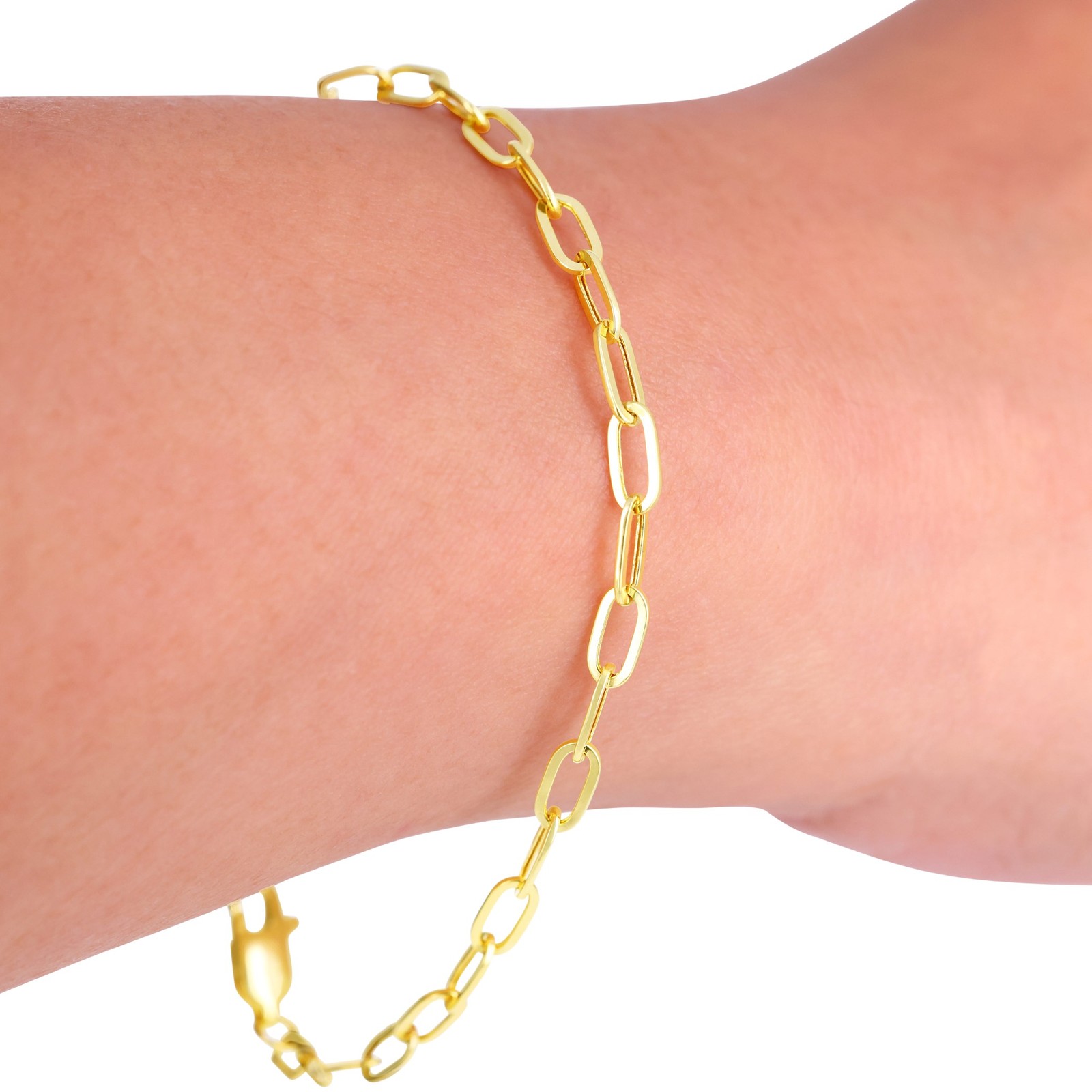 14k Yellow Gold Paperclip 2mm-7mm Chain Cable Rolo Bracelet Mens Womens 7″ – 8″