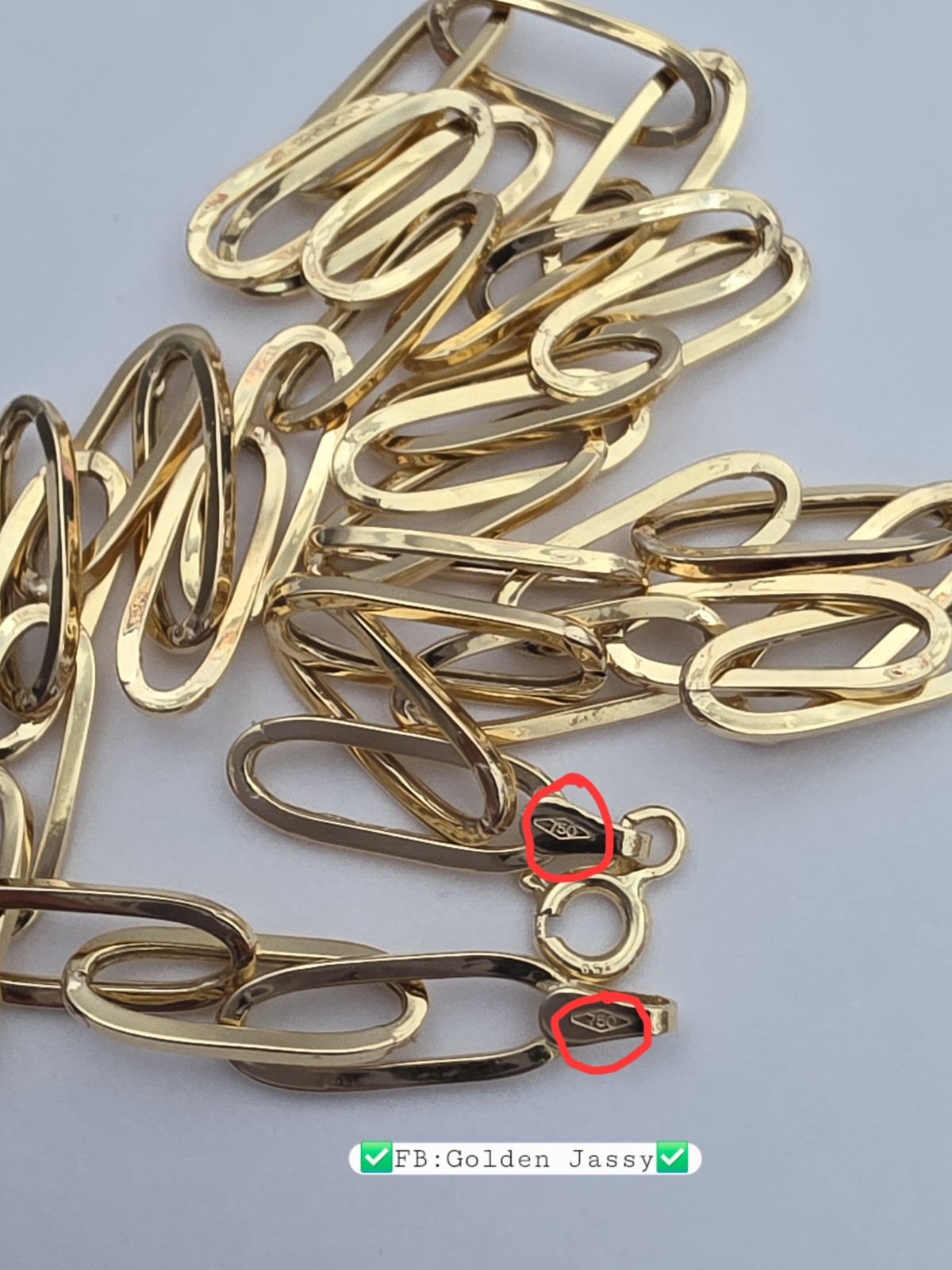 18K Real Gold PaperClip Chain 17.5″