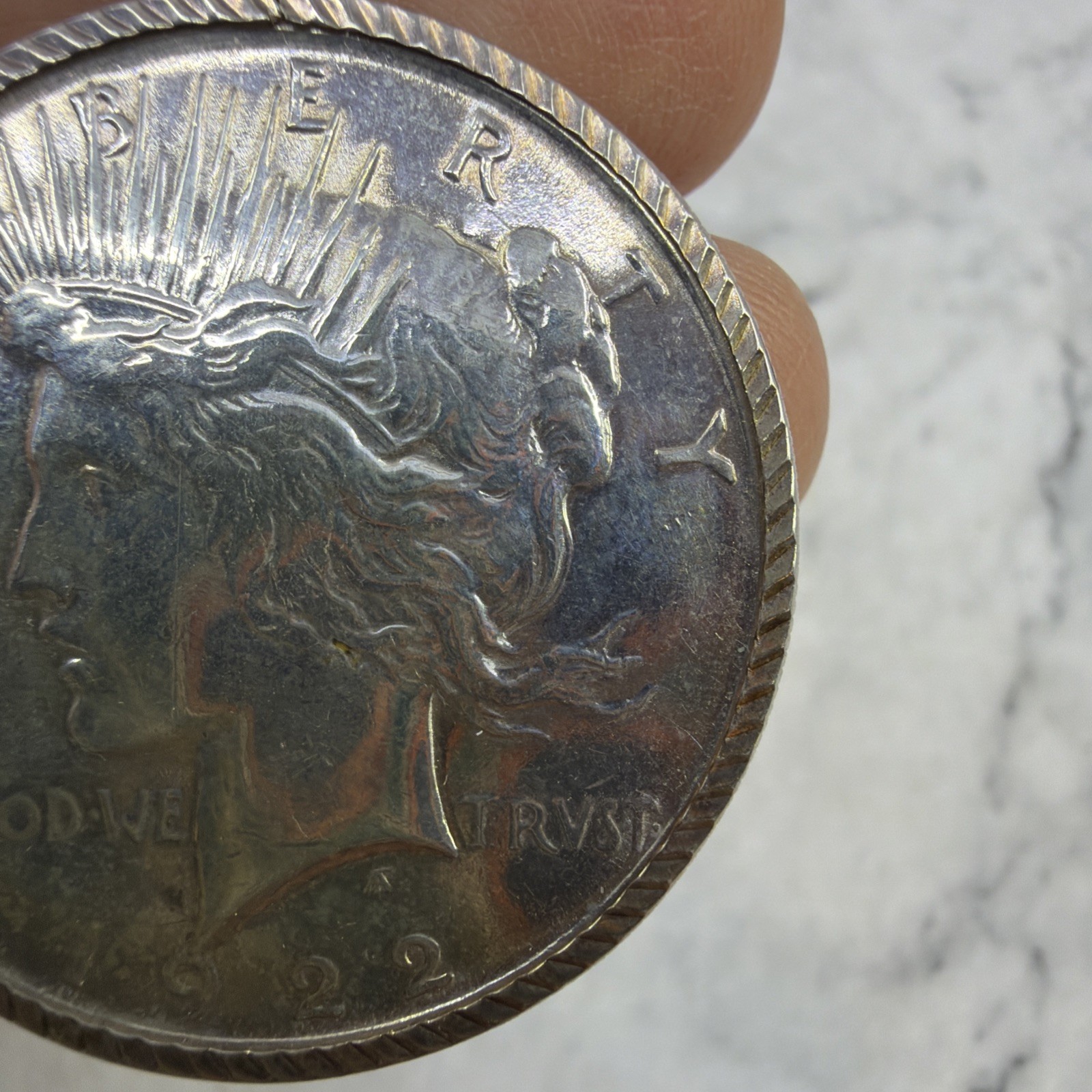 Peace Dollar Pendant 90% Silver AU Coin Sterling Silver Rope Bezel Soldered Bail