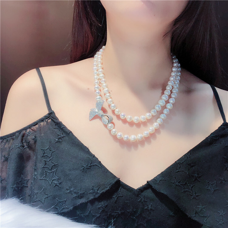 36 inch AAA 7-8MM SOUTH SEA WHITE PEARL NECKLACE beauthful clasp