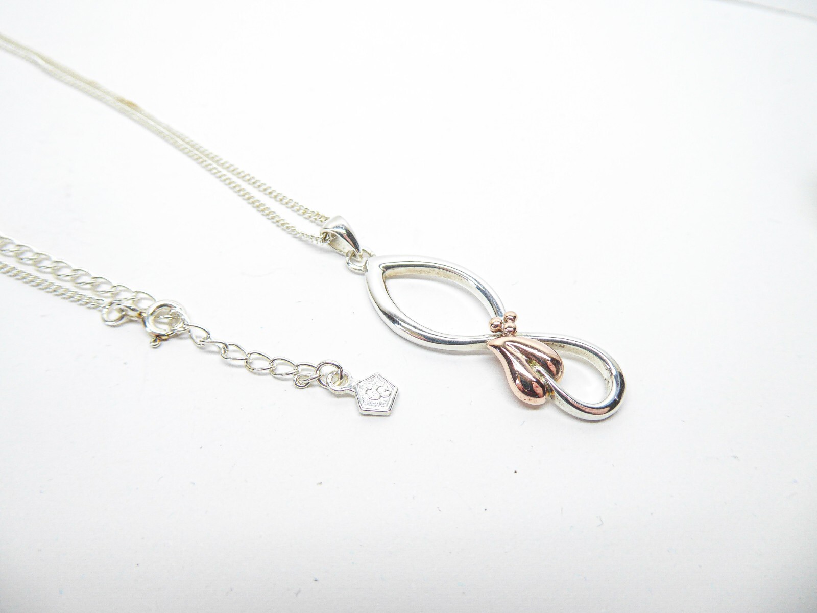 Clogau Gold Silver & 9ct Rose Gold Tree of Life Ivy Leaf Pendant & 20″ Chain