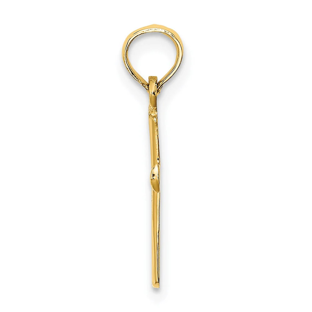 10K / 14K Yellow Gold Polished Beveled Cross W/ Round Tips Charm