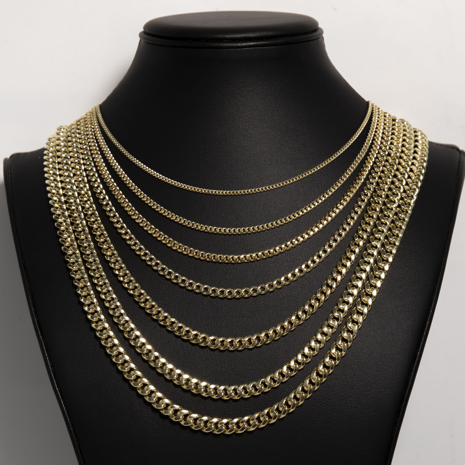 Shiny Miami Cuban Link Chain Necklace Real 14K Yellow Gold All Sizes