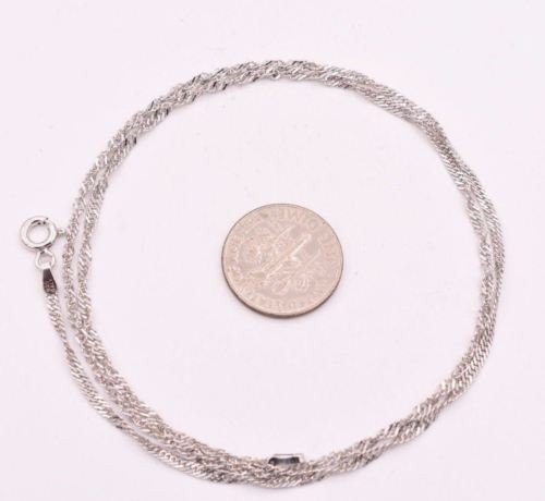 Singapore Twisted Sparkle Chain Necklace Rhodium Real Sterling Silver 925