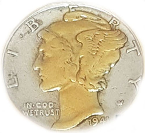 Mercury Dime Coin Bezel Gold Filled Coin Edge Pendant