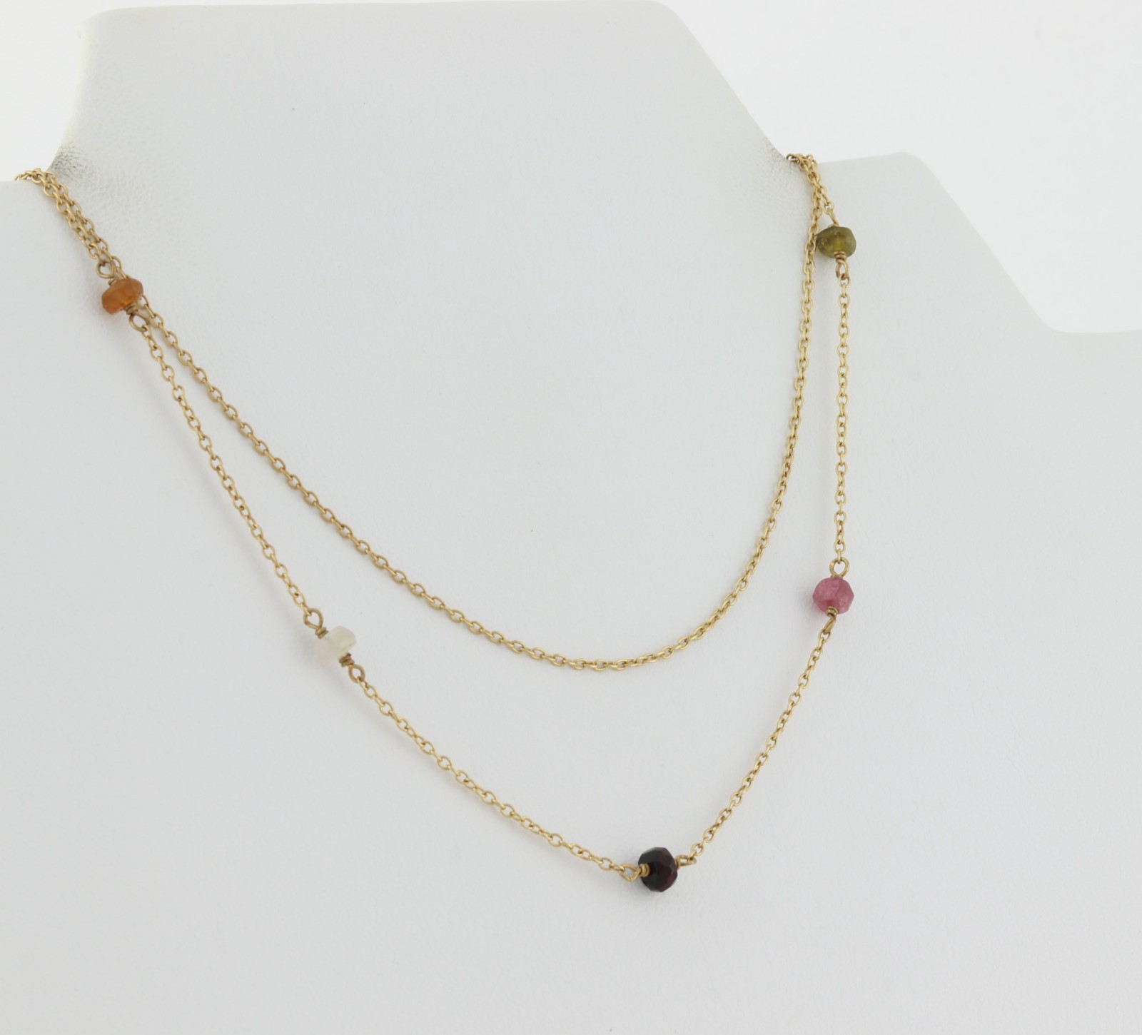 18k Gold Over Sterling Silver Natural Tourmaline Layered Necklace 15 to 17.5