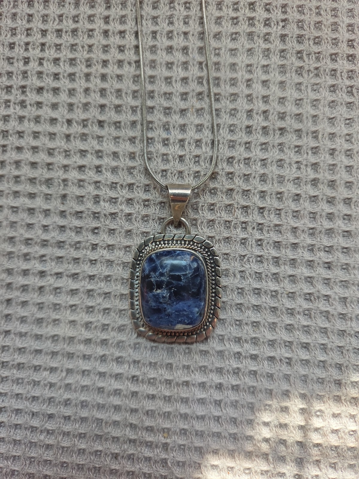 ATI Sterling Silver 925 Pendant & Chain With Blue Stone