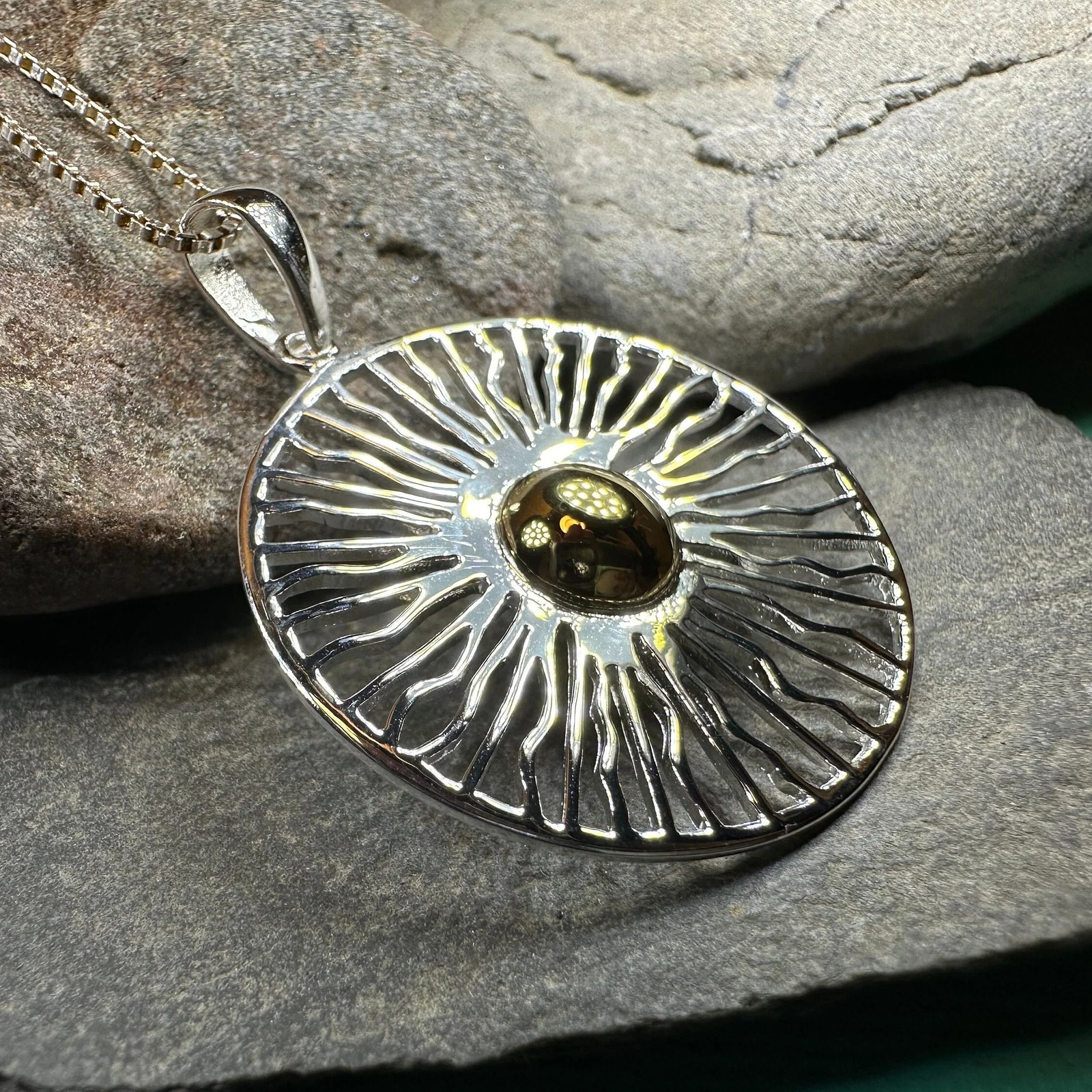 Sun Necklace Beach Celestial Wiccan Pagan 925 Ladies Pendant W/FREE CHAIN