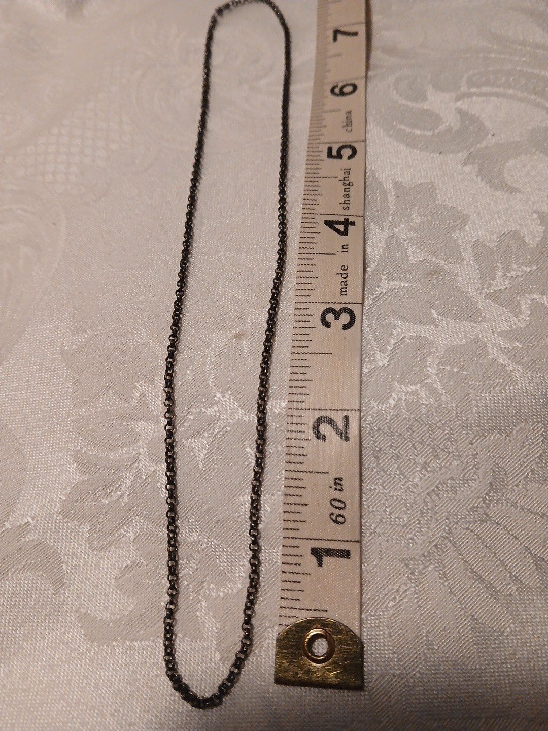 925 Sterling Silver Tiny Link Chain, 925 Stamp on Ring Clasp Hook, 8.5″ L