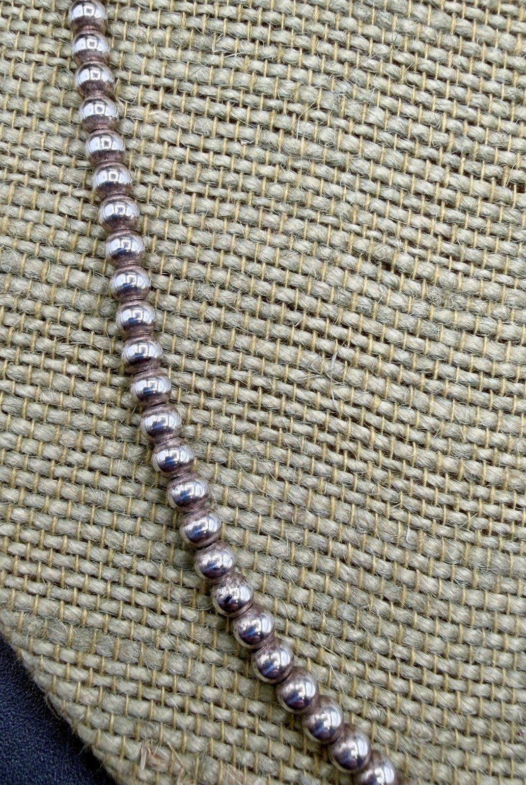 Vintage Sterling Silver 4mm Bead 20” Necklace 925 Italy 18g