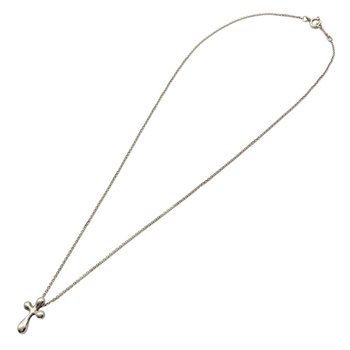 Tiffany & Co.Small Cross Pendant Necklace Elsa Peretti Sterling Silver 925 W/Box