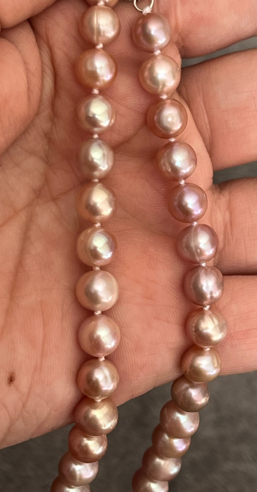 7.4mm-8.5mm Lavender Pearl Necklace Bracelet Earrings Set 45-50/19-24cm S925