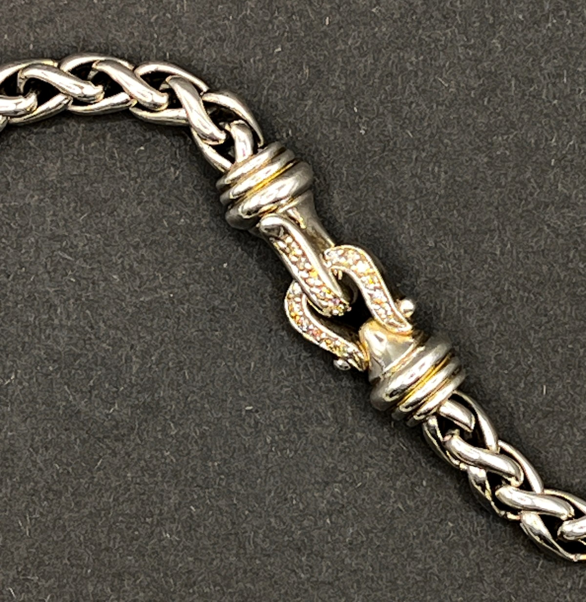 David Yurman diamond buckle single 6mm strand wheat necklace vintage jewelry 16″