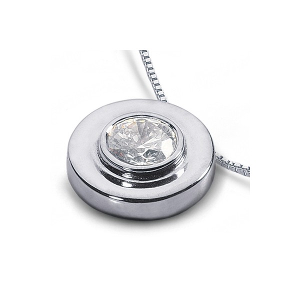 0.55 CTW G VS2 Round Cut Natural Certified Diamond White Gold Solitaire Pendant