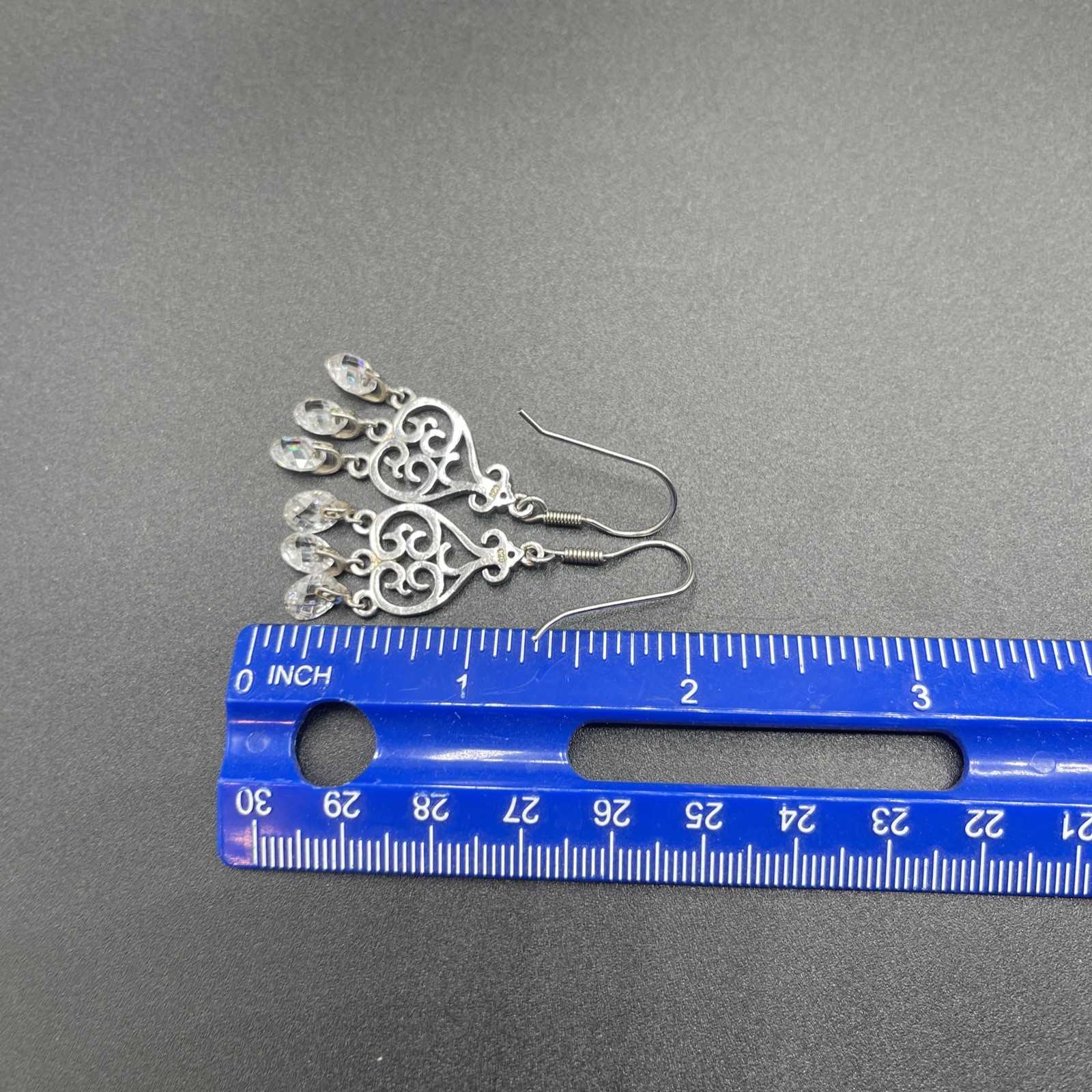 Stunning 925 Sterling Silver Dangle Earrings **A MUST SEE BEAUTIFUL** #I190