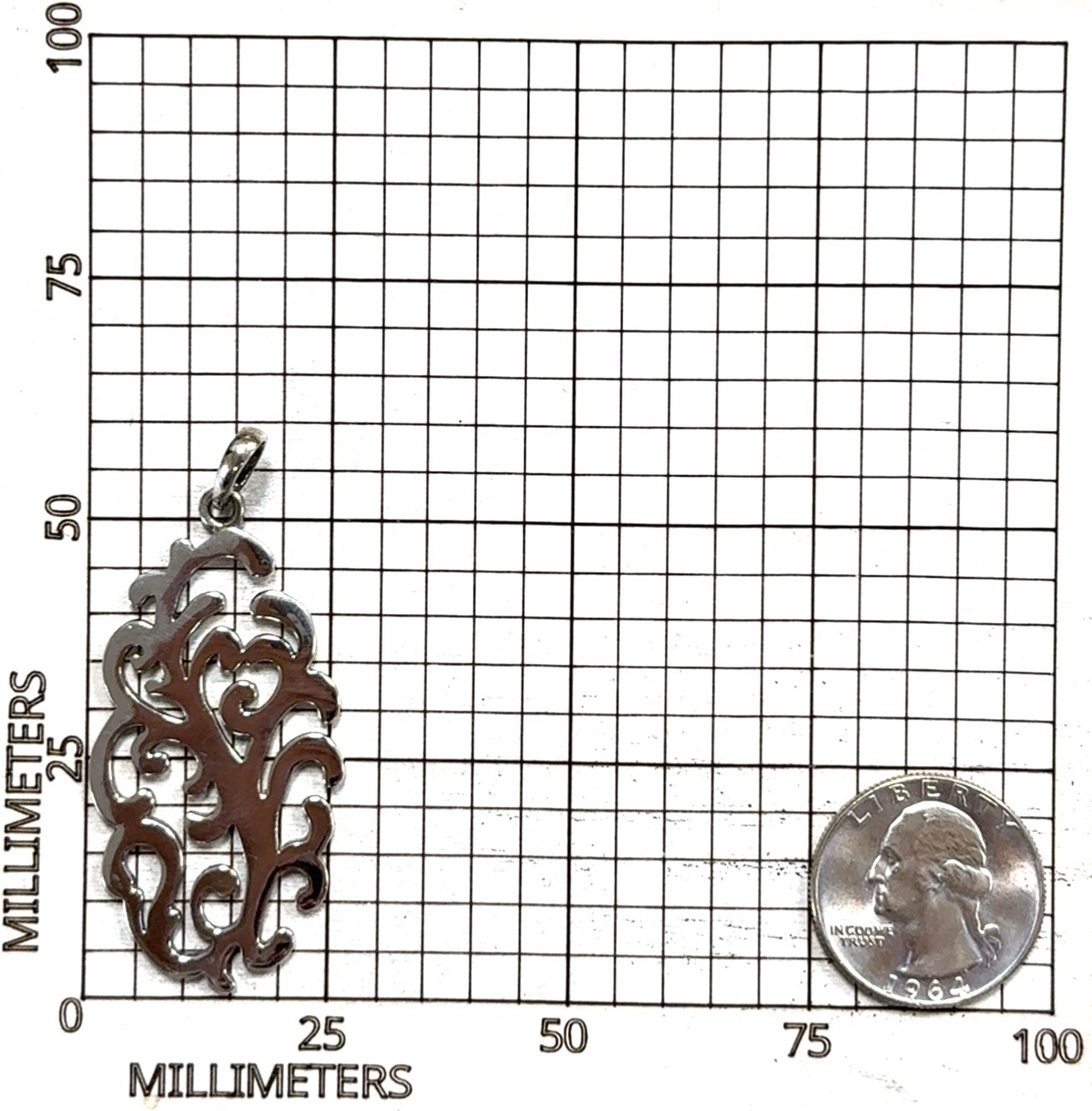 BARSE Thailand 925 Sterling Silver Scroll Filigree Pendant 10.3g
