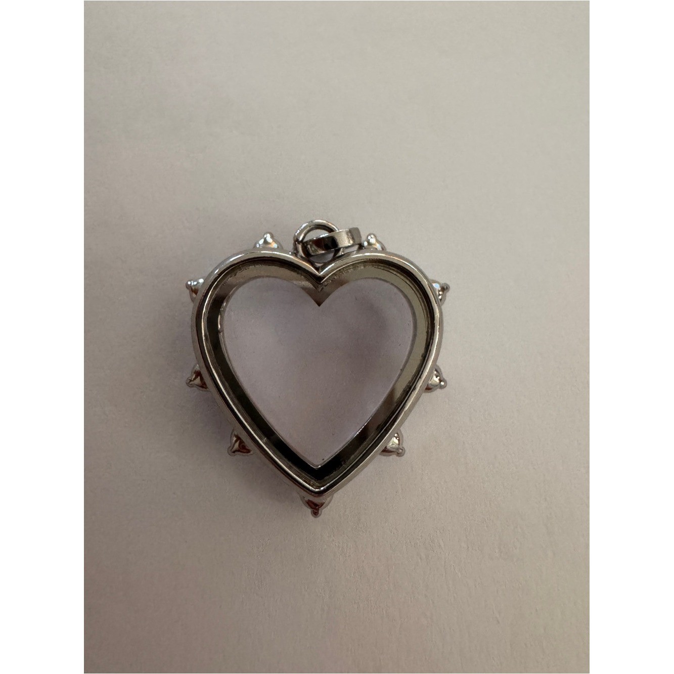 Origami Owl Silver Hinged Puffy Heart Locket with Swarovski Crystals