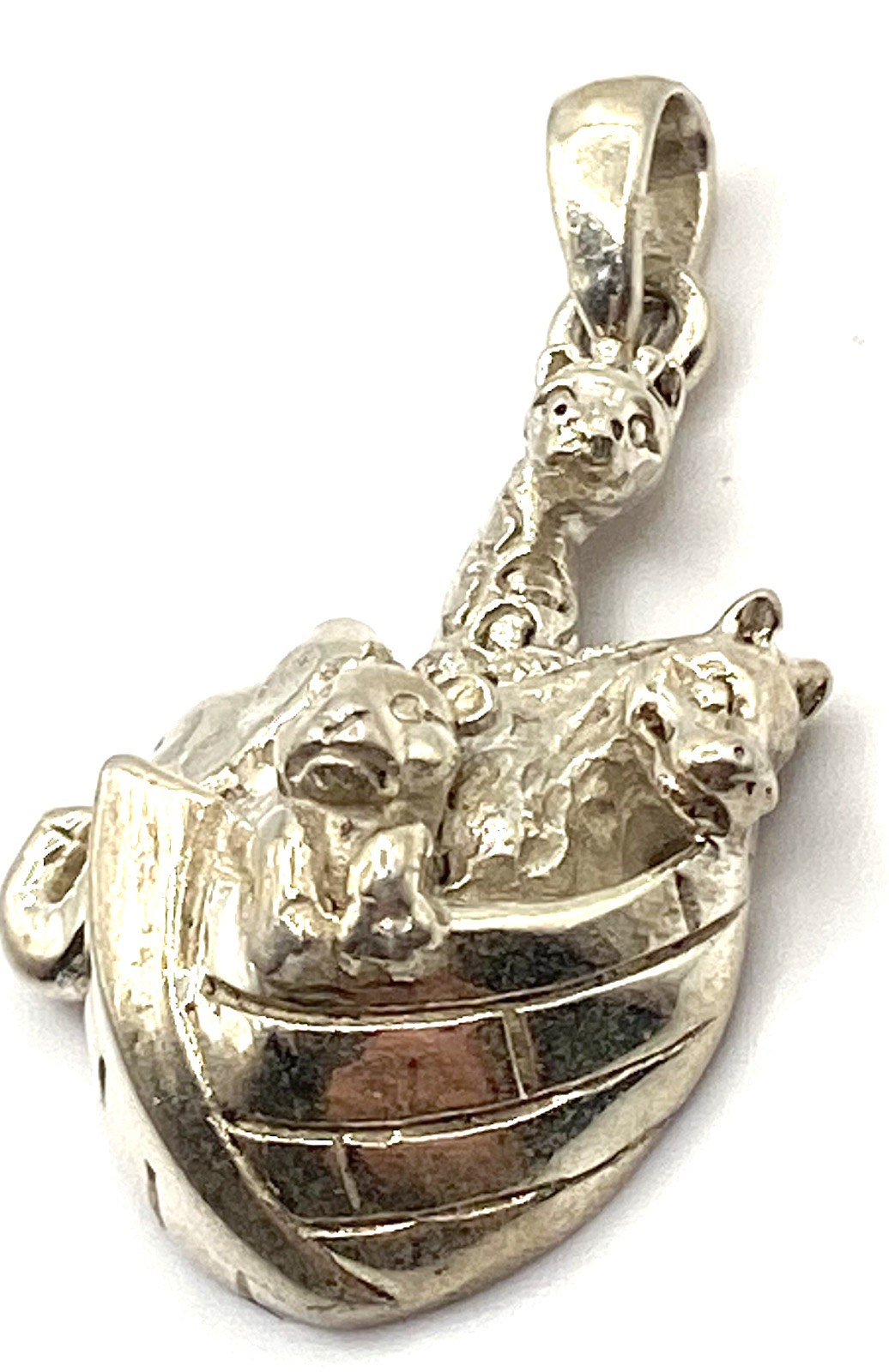 Sterling Silver / 925 Noahs Ark With Animals Pendant