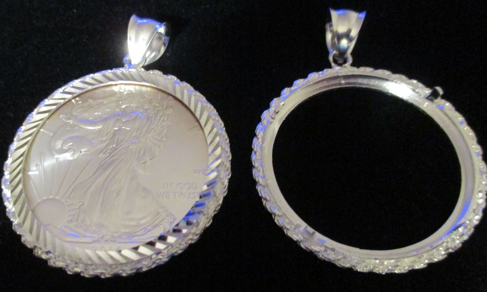 WALKING LIBERTY Dollar Holder & Pendant Sterling Silver fit coins size 39 mm