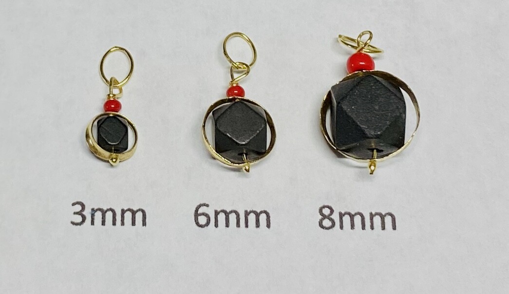 14 Karat Yellow Gold Genuine Azabache Jet & Coral Circle Charm (3mm, 6mm or 8mm)