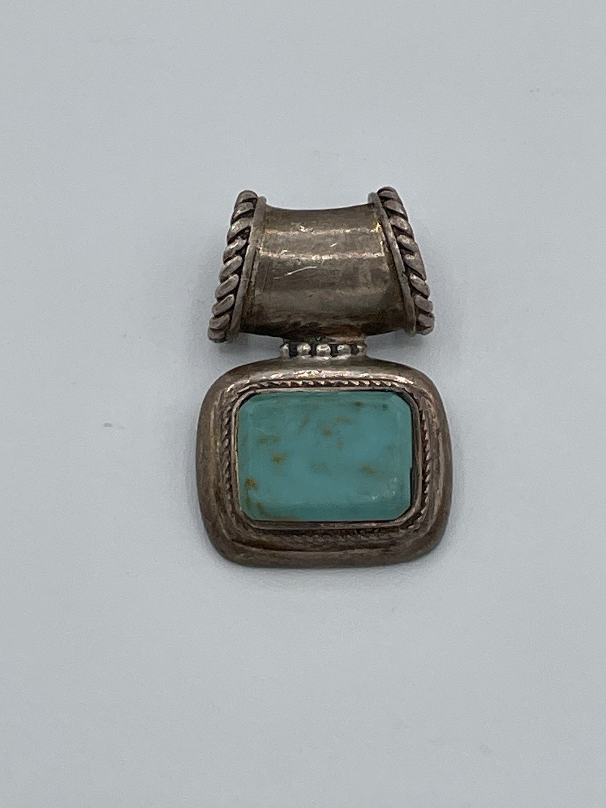 925 Sterling Silver Turquoise Pendant Thailand Vintage Southwest Western Jewelry