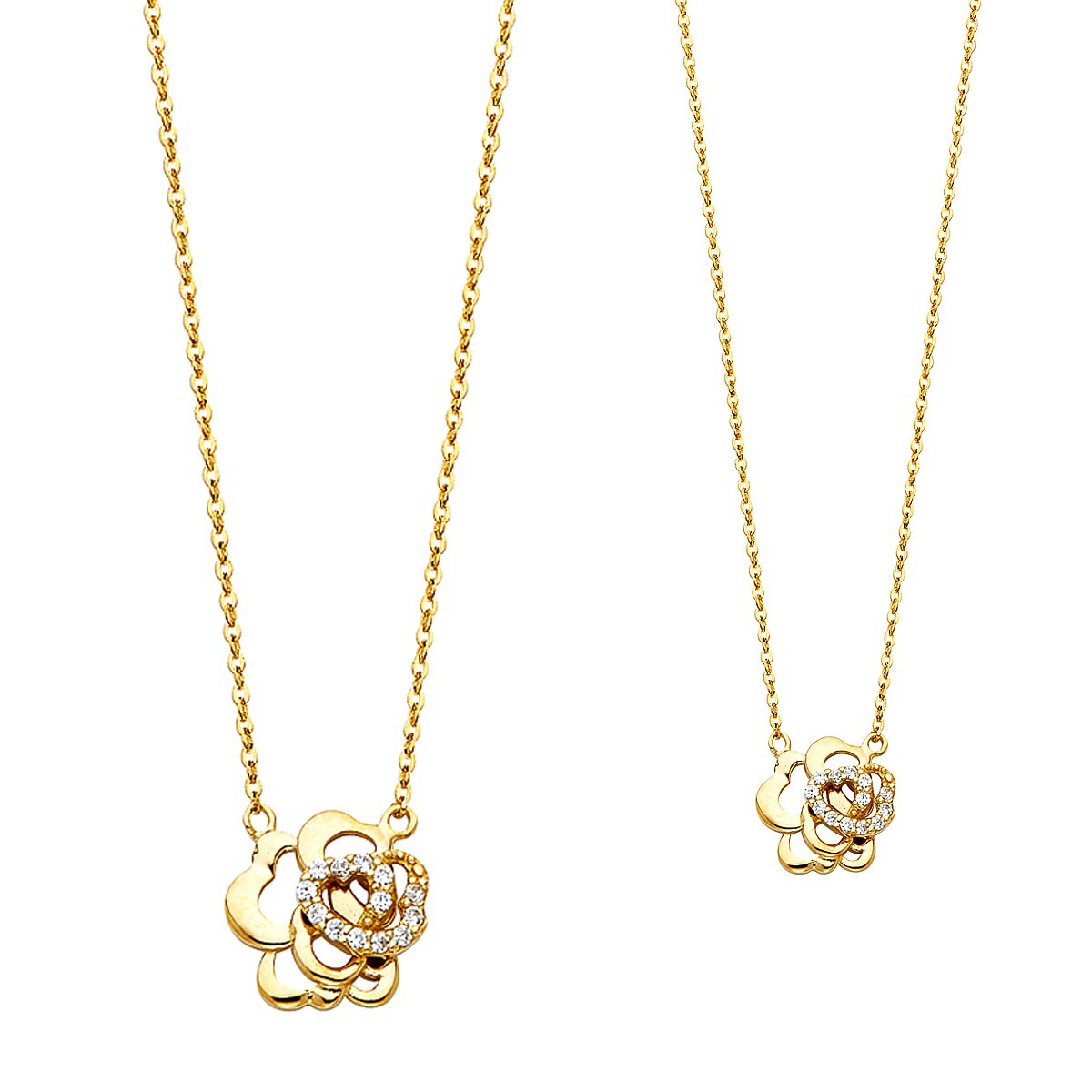 Gold 14K Yellow Gold Cubic Zirconia Necklace – 17+1″