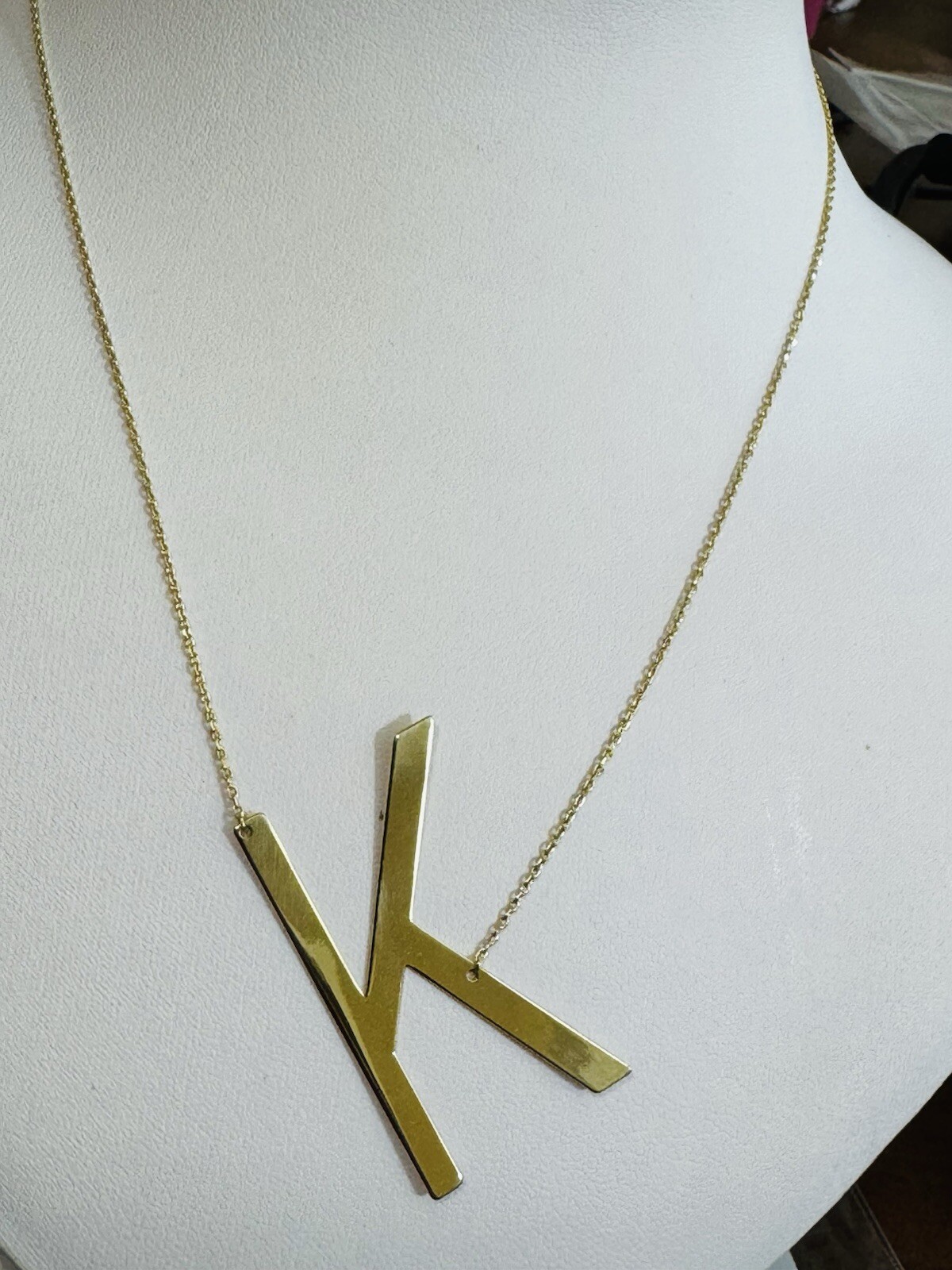 RARE 18K 750 YELLOW Gold Letter K initial Necklace 16.5/17.5” Long 1mm 4.1g