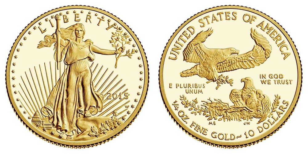 1/4 $10Gold Eagle .925 Sterling Silver Coin Edge Bezel
