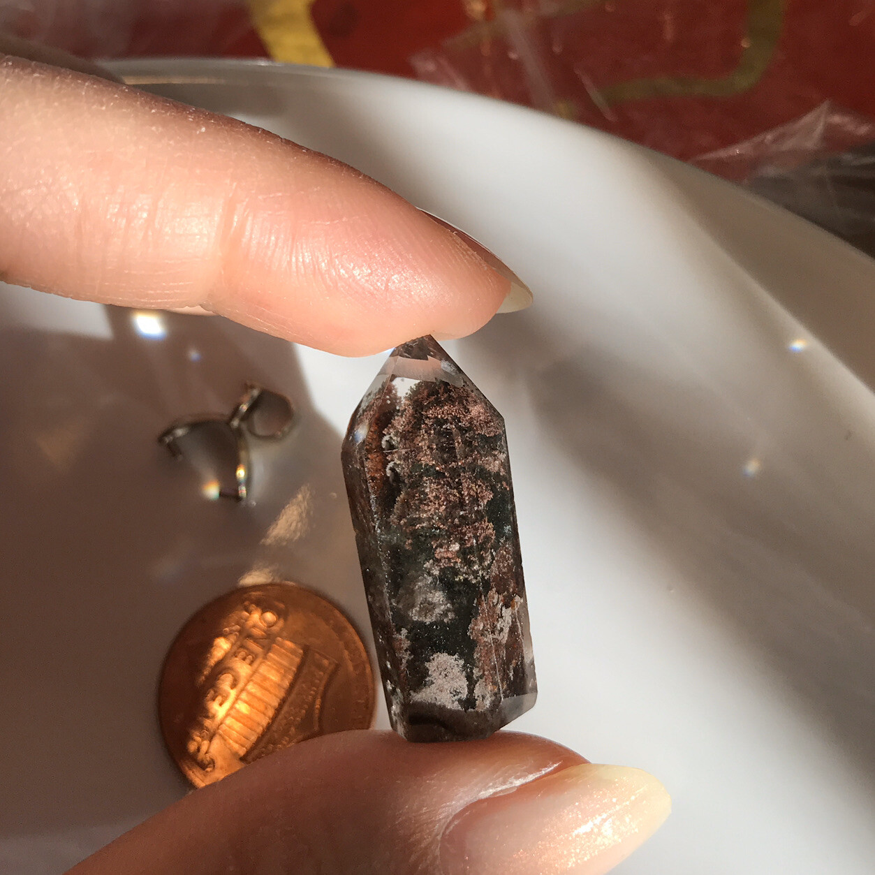 US SELLER Natural Green Phantom Quartz Pendant Pointed Tower Crystal Gem Stone 1