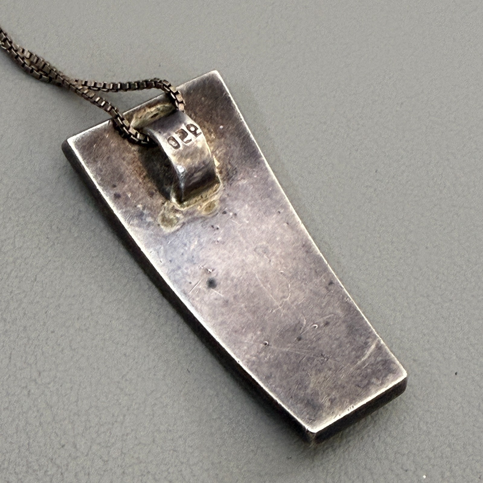925 Sterling Silver Abalone Shell Pendant Necklace 16″ Box Chain Vintage Italy