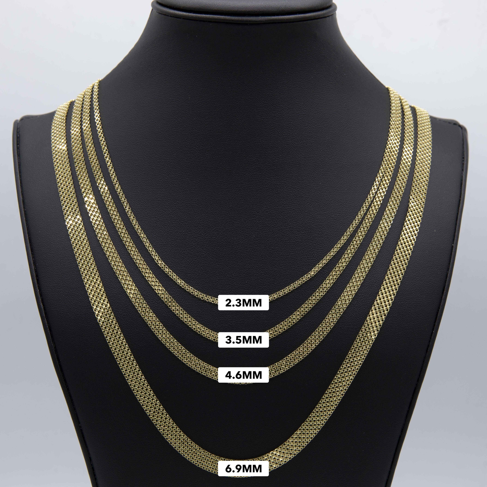 Bismark Chain Necklace Real 14K Yellow Gold All Sizes