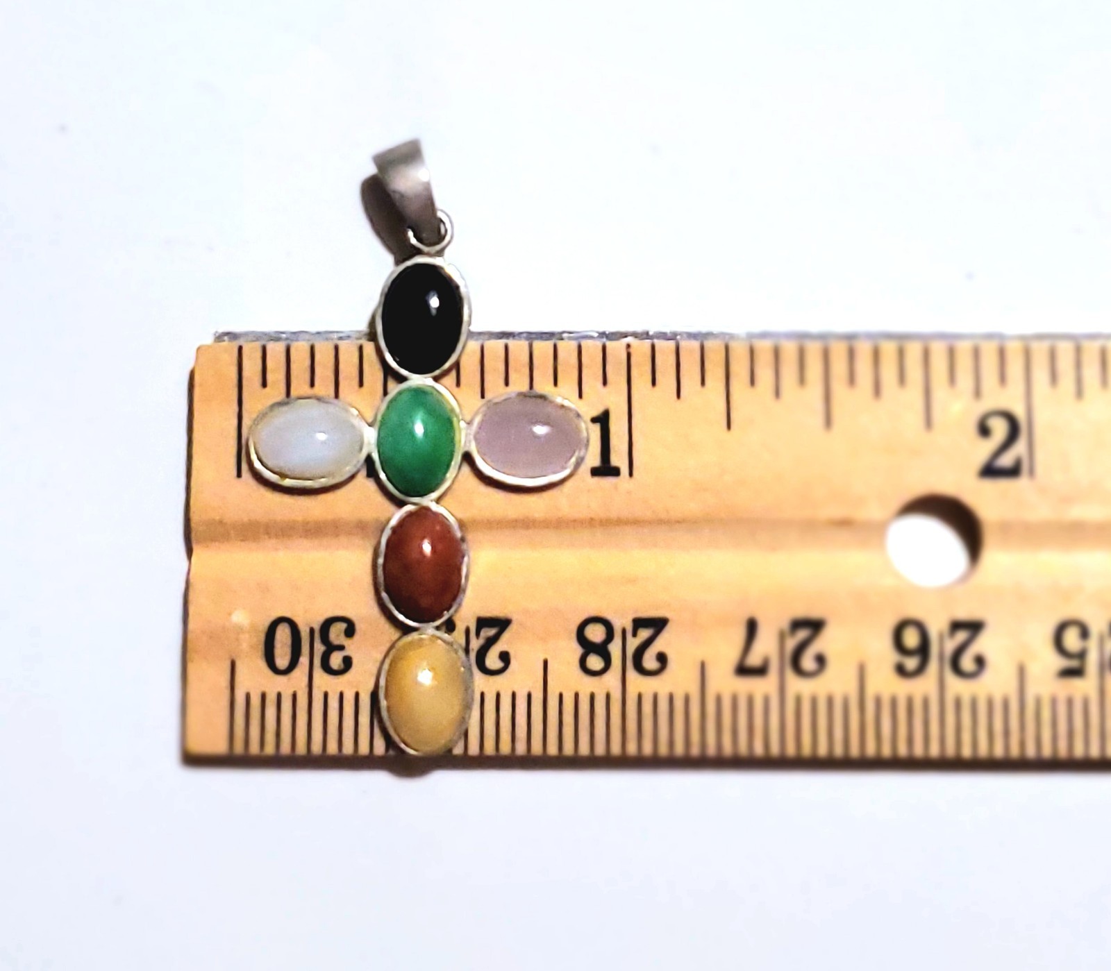 Multicolor Cross Pendant 925 Sterling Silver Black Green Red Yellow Rose White