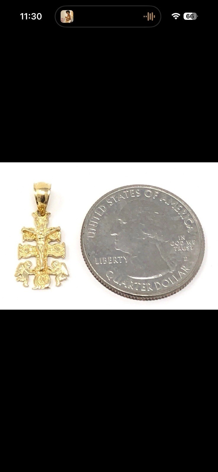 10k solid Yellow Gold Angels Caravaca Crucifix Cross Charm Pendant 1 gram