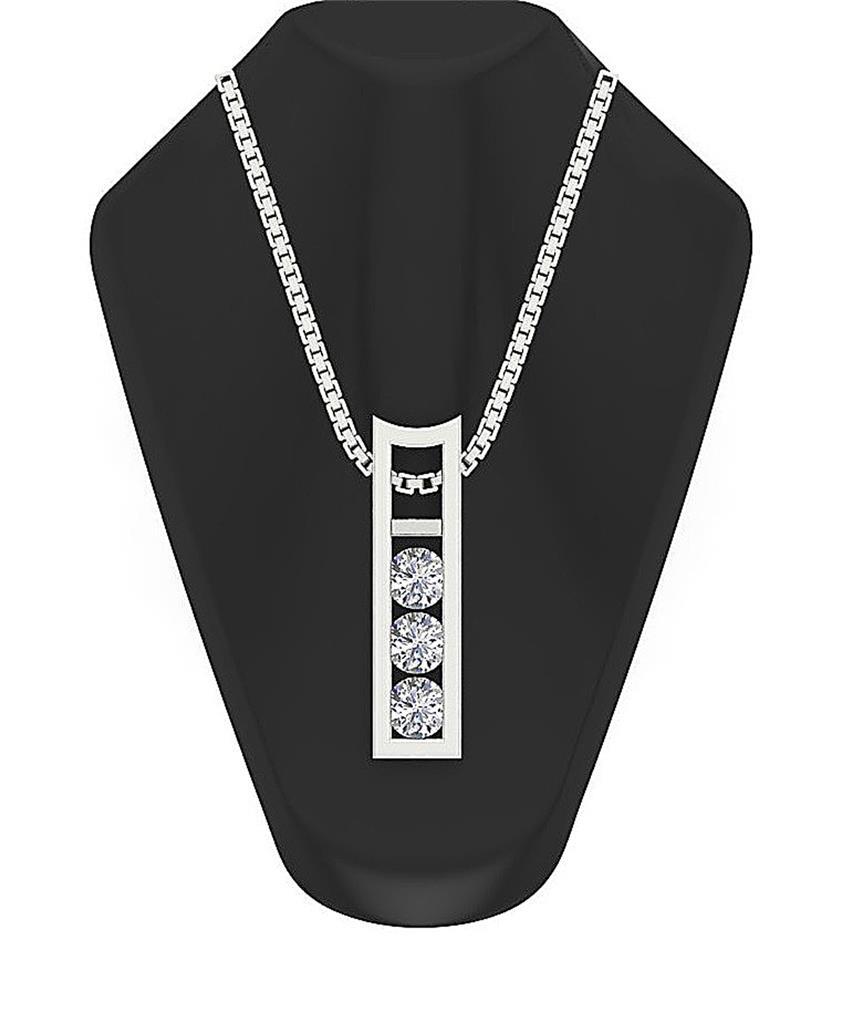 Fashion Pendant Necklace I1 G 1/2Ct 3 Stone Round Diamond 0.70Inch 14K Rose Gold