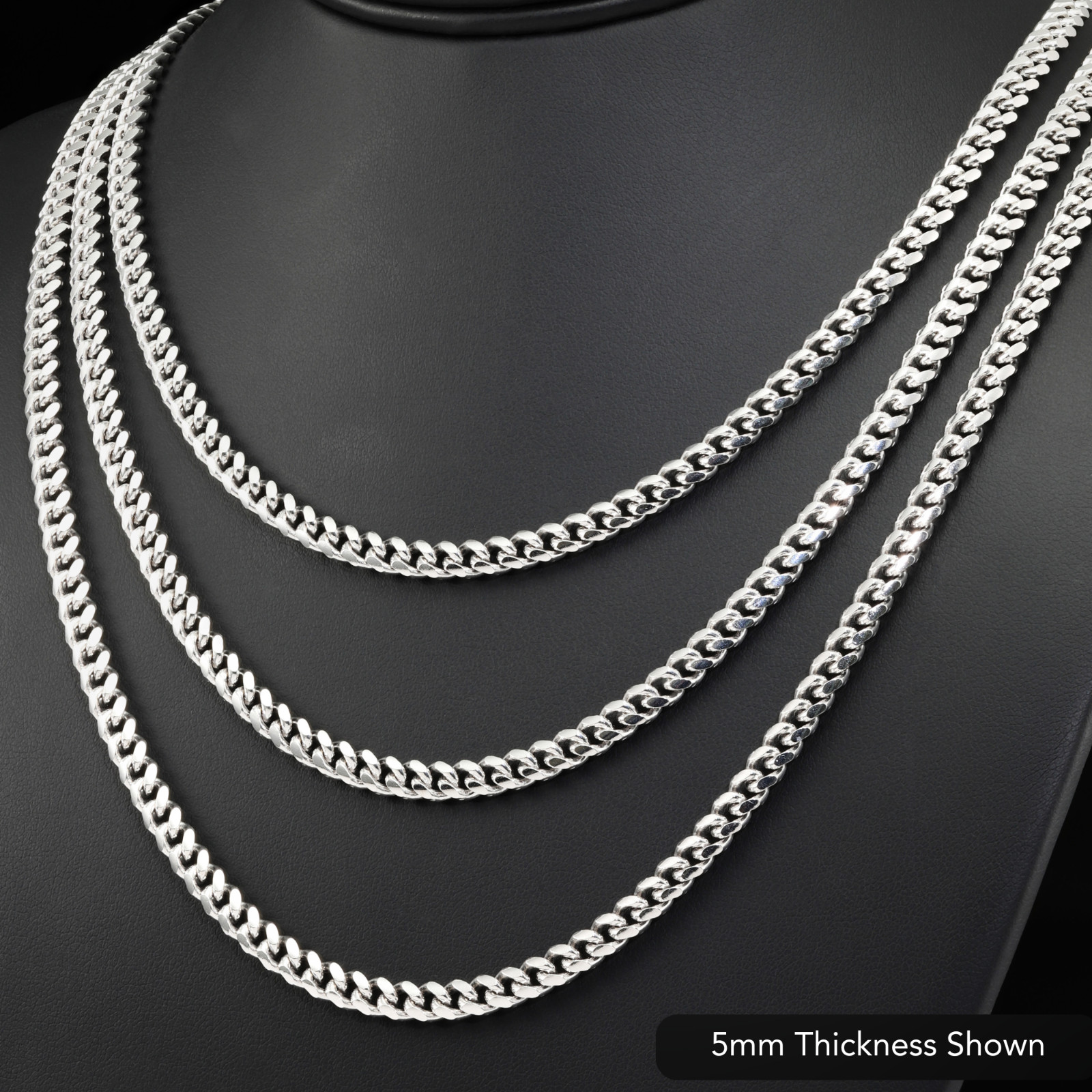 Solid 925 Sterling Silver 5mm Cuban Chain Italian Necklace 20″ 22″ 24″ 26″
