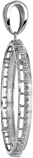 Sterling Silver Cubic Zirconia Silver Dollar Bezel CZ Halo 38 mm Mexican Olympic
