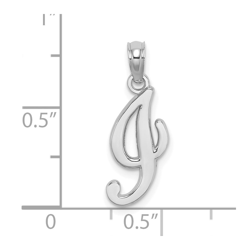 10K White Gold Polished Medium Script Initial I Letter Charm Pendant
