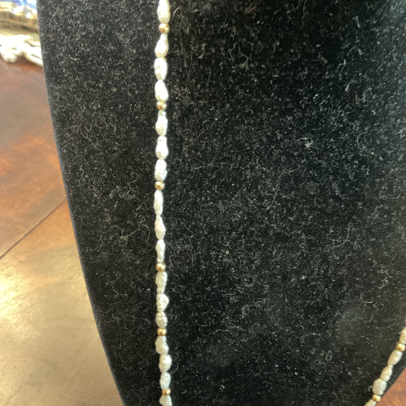 14K Gold & Small Rice Pearl Necklace –Convertible Single or Layered Strand,7.62g