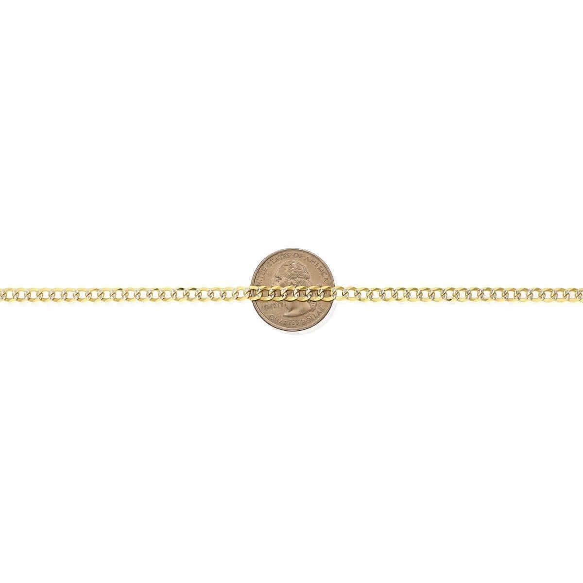 14k Gold Over Silver 4mm Diamond Cut Pave Cuban Curb Chain Necklace 18″-30″
