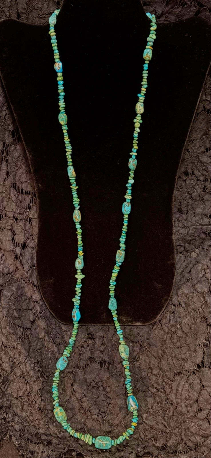 Jay King 42” Long Turquoise Nugget Necklace (& Free Dangle Pierced Earrings)