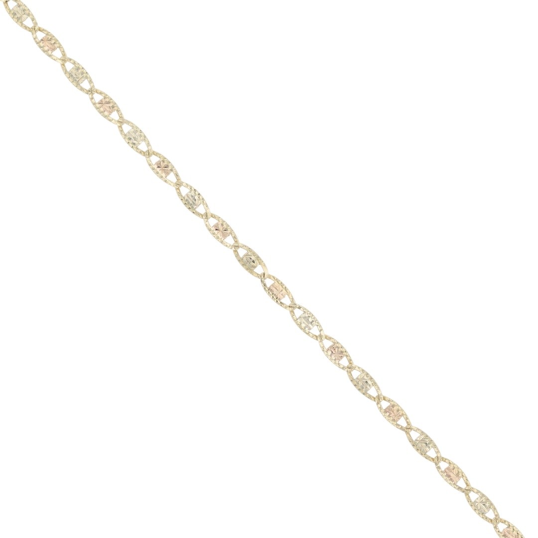 2mm Anchor Link Chain 24.25″ Necklace 10k Multi-Tone Gold 3.34 Grams