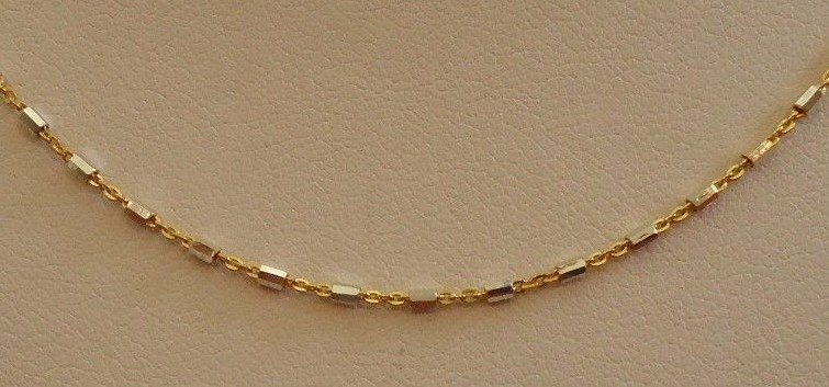 18K YELLOW GOLD OVER 925 STERLING SILVER LADIES DESIGNER TWO TONE CHAIN /18”
