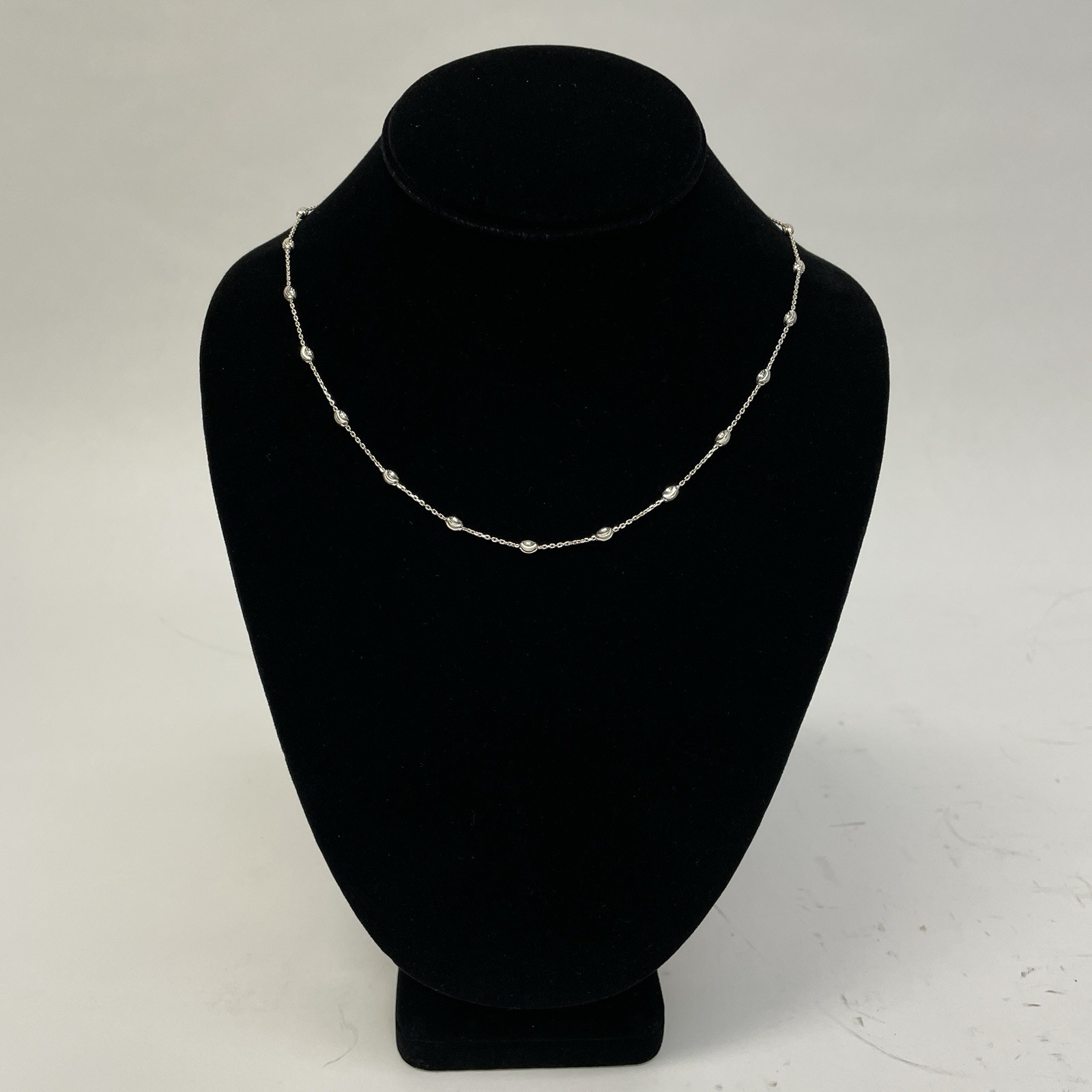 20″ Solid 925 Sterling Silver Fine Satellite Station Chain 3mm Bead Italy Made