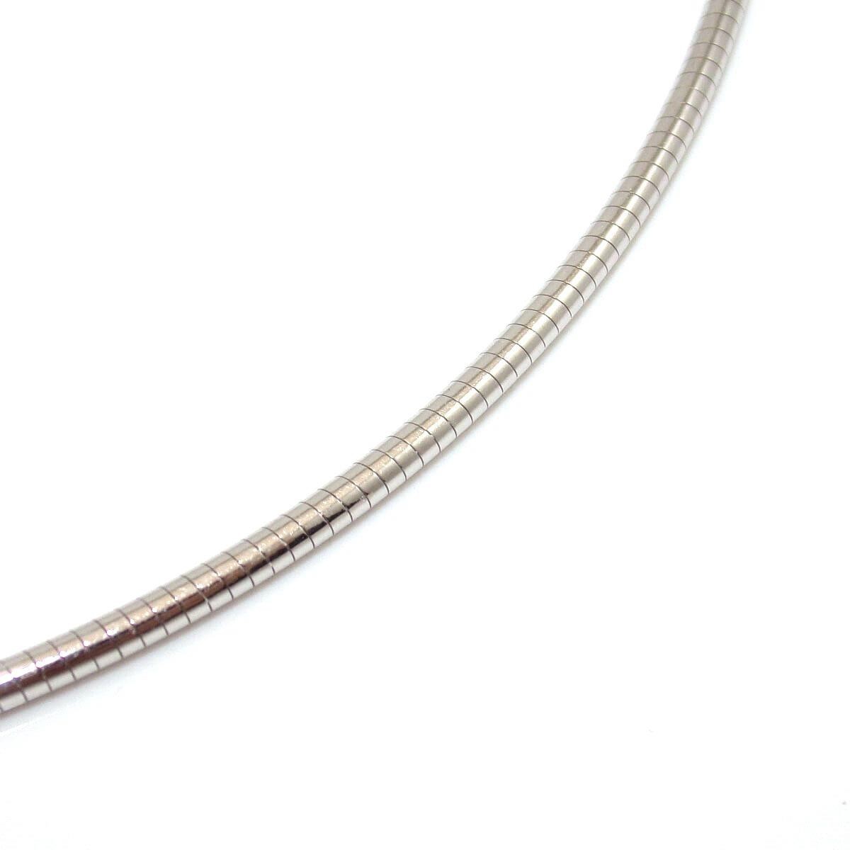14K White Gold Italy Round Tube Snake Chain Necklace 18.5″