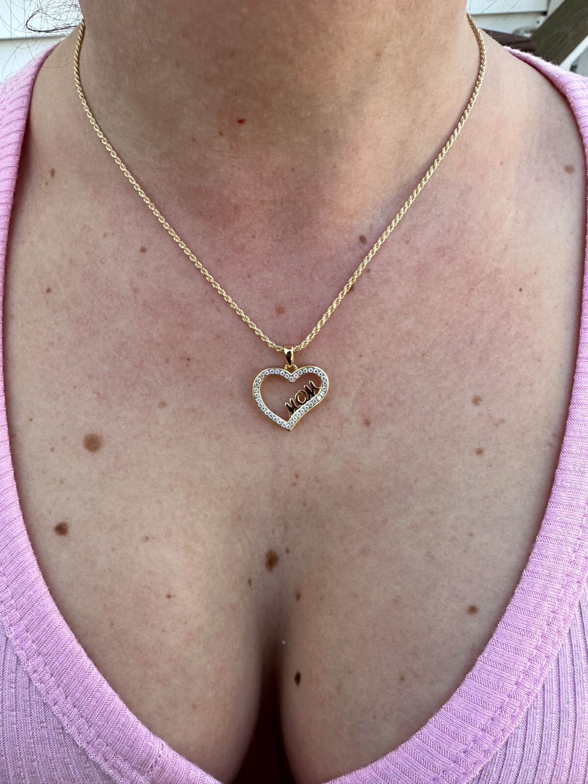 MOISSANITE 925 Silver/Gold Iced Mom Heart Shape Love Mother Day Pendant Necklace