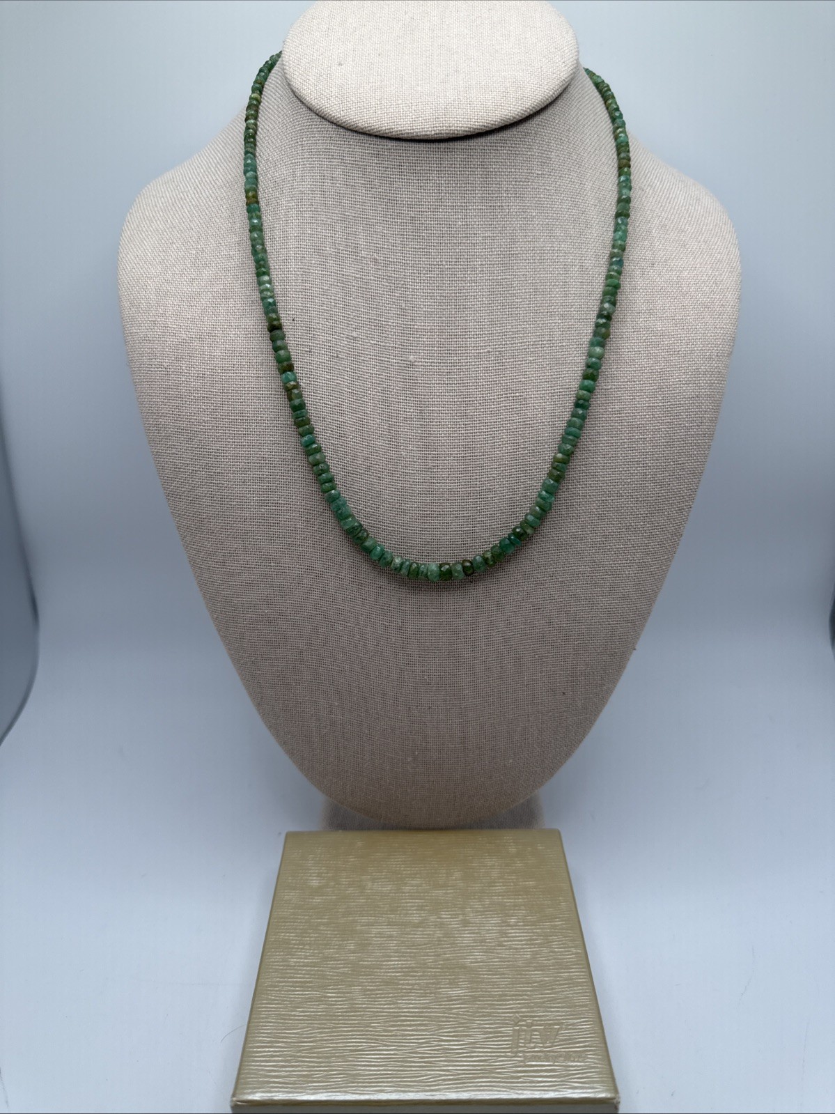 75.00ctw Natural Green Emerald 3-5.5mm Sterling Silver Beaded Necklace