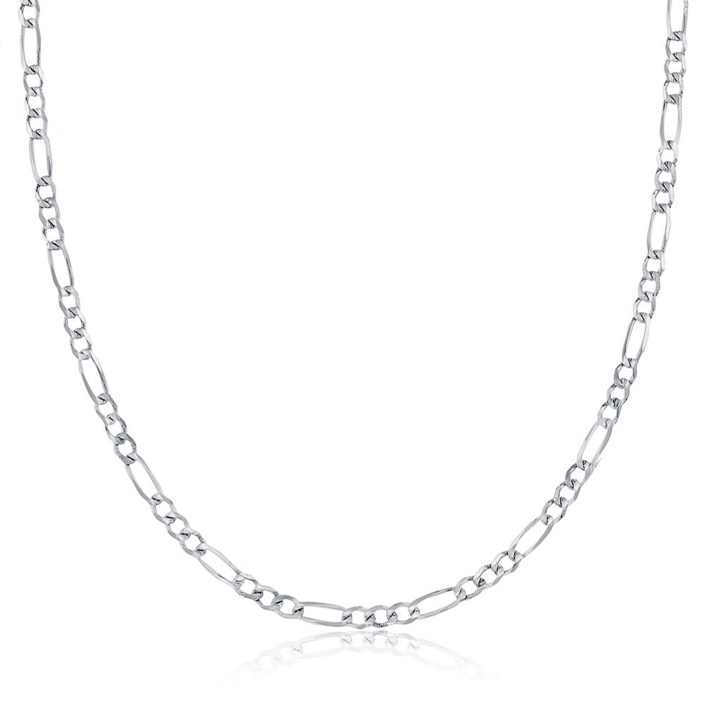 Sterling Silver, 2mm Figaro Chain – Rhodium Plated