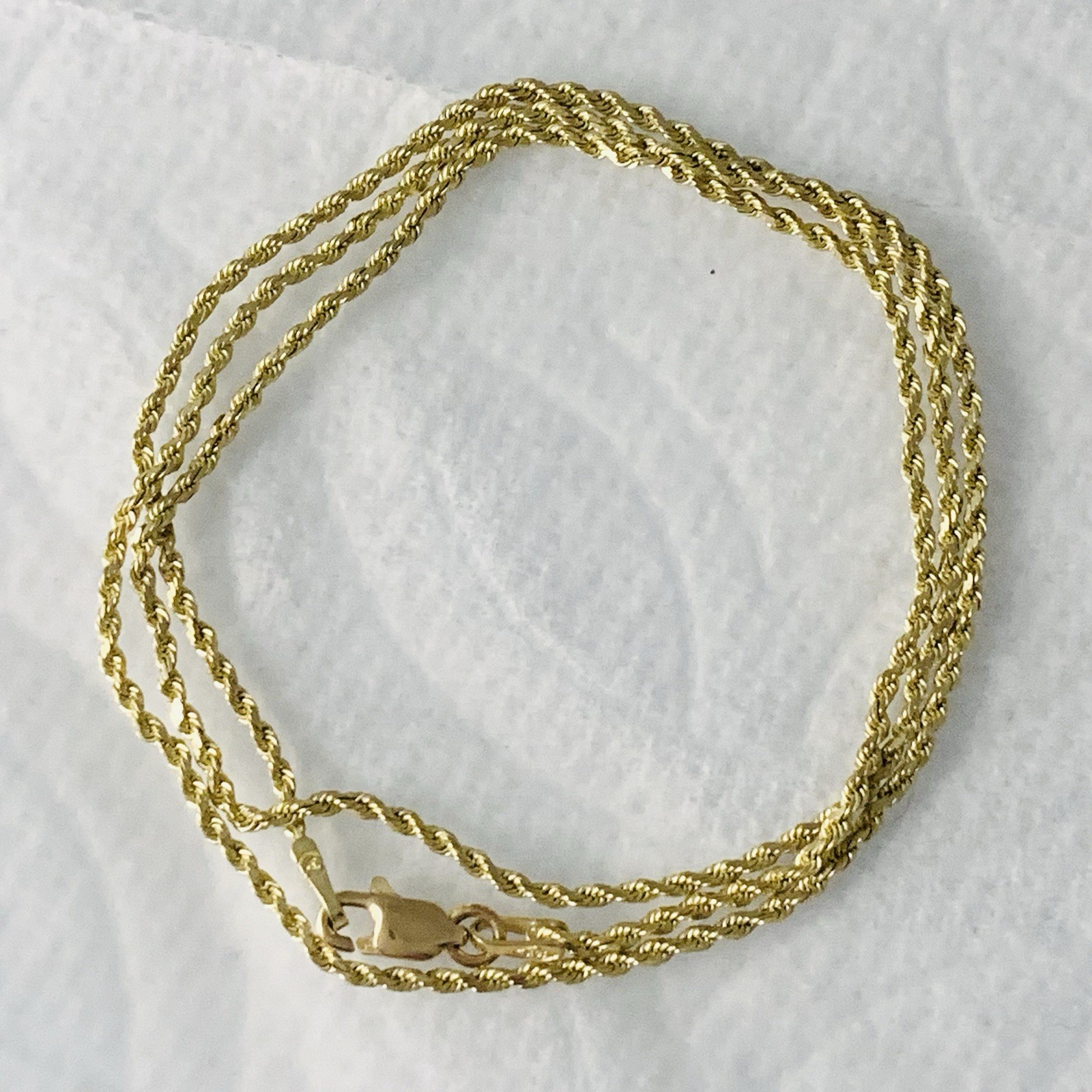 Solid 10k Yellow Gold Necklace Rope Chain Diamond Cut Sparkle 3.43gr ~1.5mm 18”