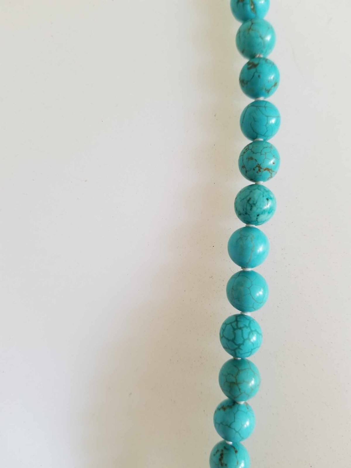 turquoise magnesite necklace, perfect round 9mm, 30″, 925 clasp